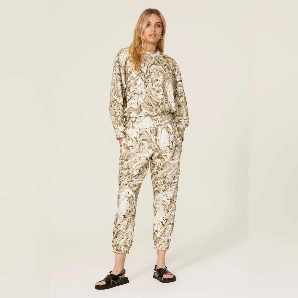 Bassike Marble Print Sweatpants Beige M - Picture 1 of 6